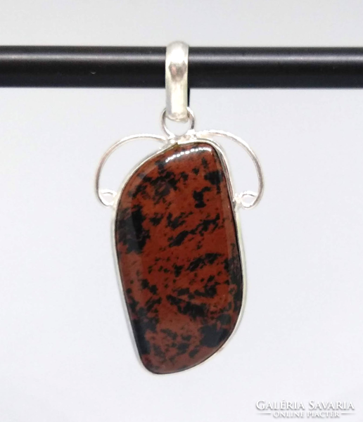 Indian handmade mahogany obsidian stone pendant