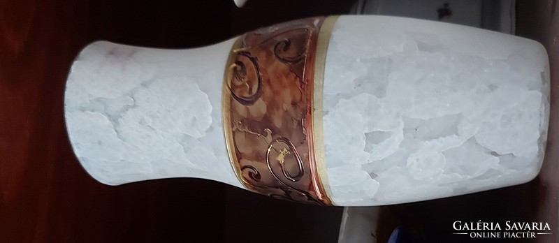 Olasz "Decorato a mano" márkajelzésű váza, egyedi különleges mintával, jelzett, hibátlan