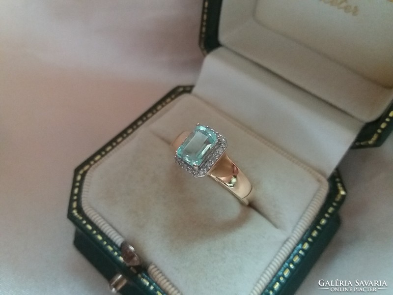 Gyémántokkal smaragd 585/14kr.arany gyűrű Harry Ivens