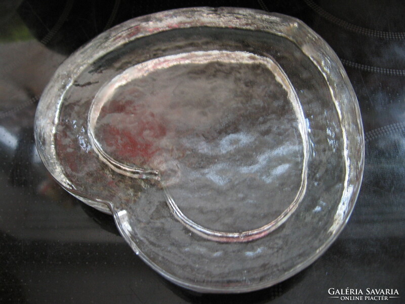 Heart-shaped glass bowl, heavy