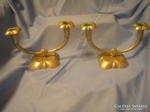 N1 pair of old candle holders with patina, 2 silver-plated for sale together 24 x 14 cm
