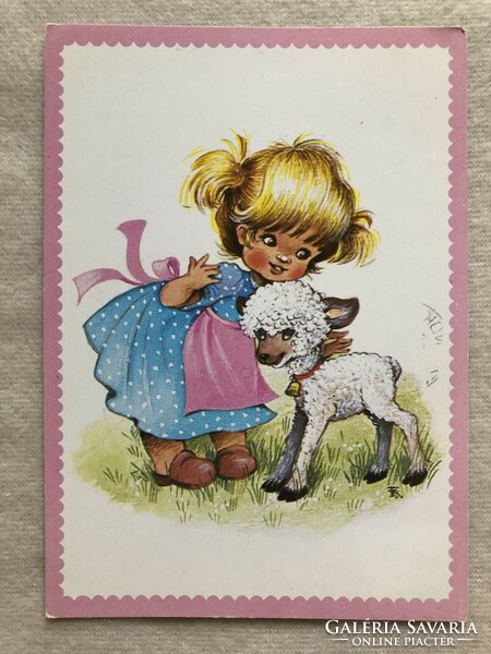 Húsvéti képeslap -  Füzesi Zsuzsa rajz