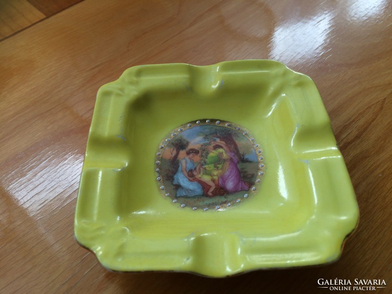 Antique schwarzenbach yellow scene porcelain bowl, ashtray
