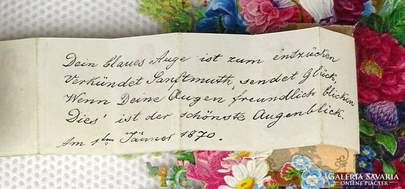 1K192 Antik Osztrák-Magyar Monarchia korabeli köszöntő kártya meghívó papírrégiség 1870