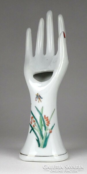 1K223 Régi kézzel festett porcelán gyűrűtartó kéz 19.3 cm