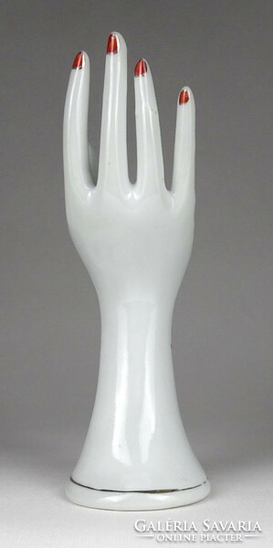 1K223 Régi kézzel festett porcelán gyűrűtartó kéz 19.3 cm