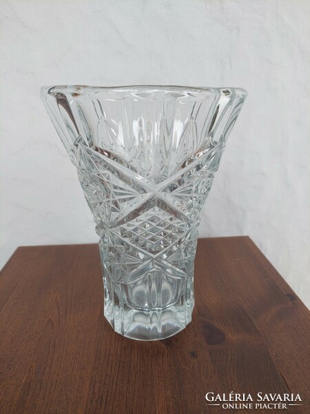 Retro öntött ÜVEG váza, 20 cm magas