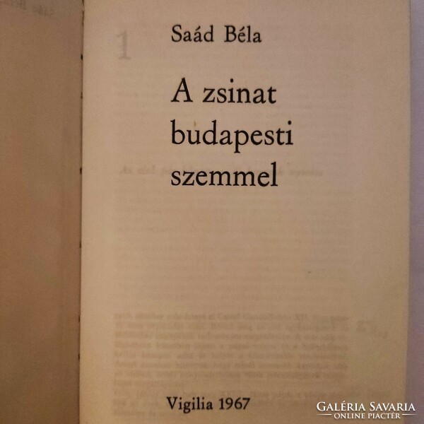 Saád Béla: A zsinat budapesti szemmel, Vigilia 1967.