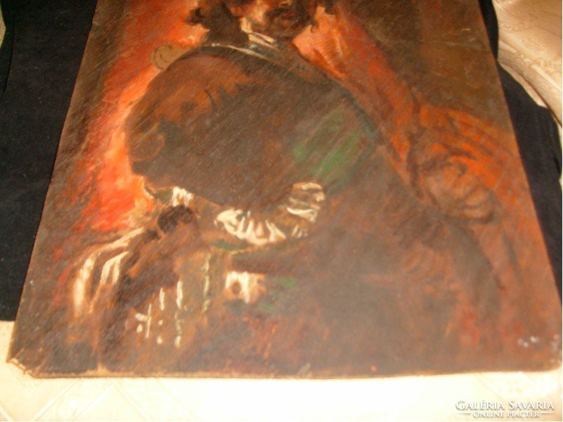E 10 Rembrandt önarckép élénk sz.olaj festmény 46x34cm