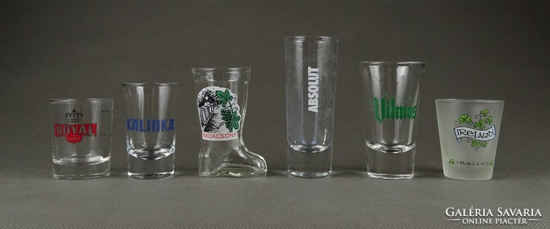 1K145 old mixed advertising branded short drink glass set of 6 pieces