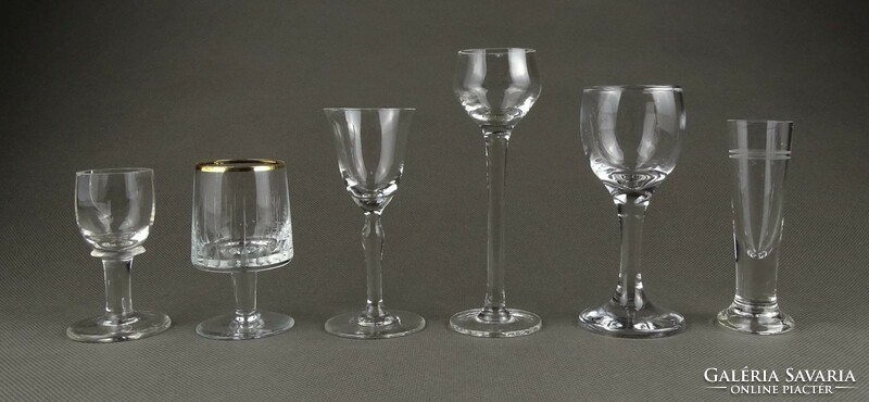1K146 old mixed stemmed short drink glass set of 6 pieces