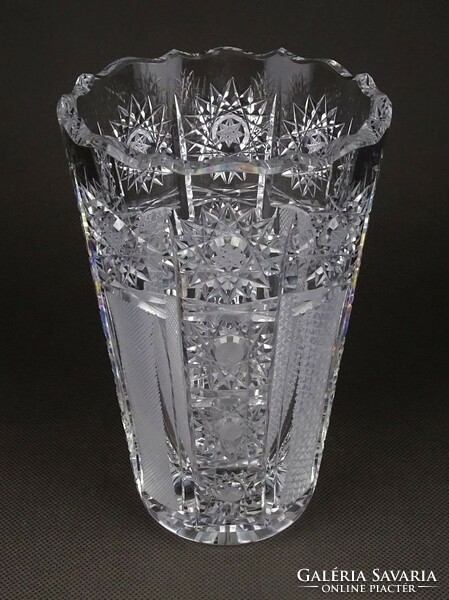 1K238 Hibátlan csiszolt üveg kristály váza virágváza 16 cm