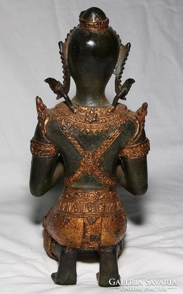 Antique oriental bronze figure richly gilded! About 2 kg is no small thing