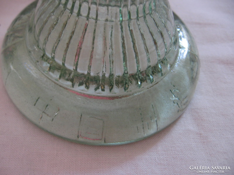 Régi kínai üveg petróleum lámpa zöld és kék tartállyal