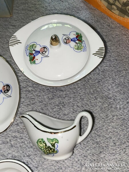 Retro old Czechoslovak porcelain baby tea set in its own box also Óbuda v posta
