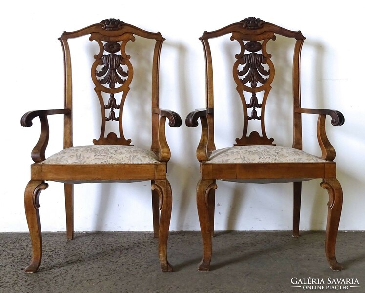 1K245 pair of antique carved upholstered neo-baroque armchairs