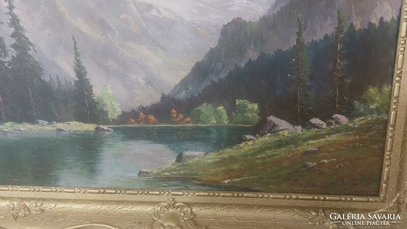 (K) beautiful signed landscape painting with frame 96x65 cm