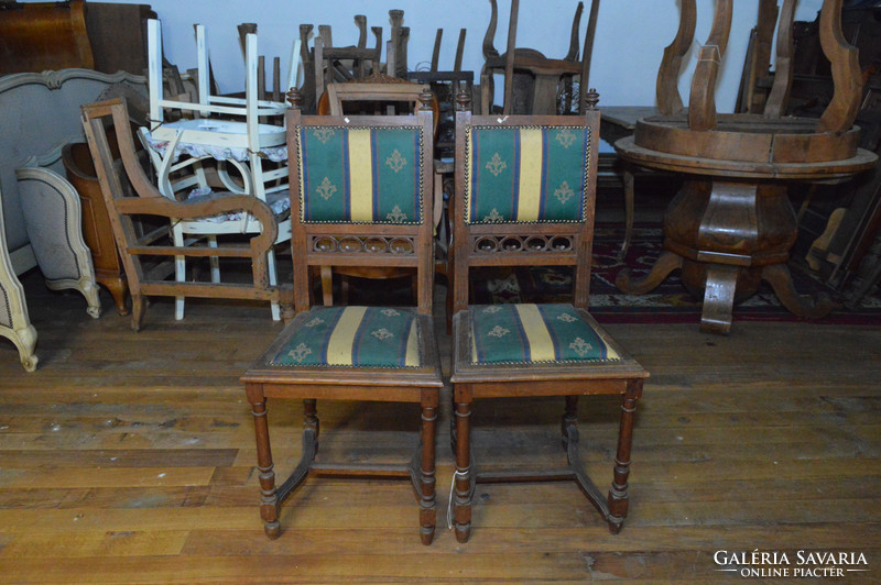 2 antique neo-renaissance upholstered chairs