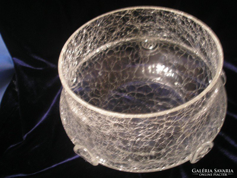 M1-12 ű2 antique veil handmade crackle glass ice iridescent serving bowl collector's rarity for sale