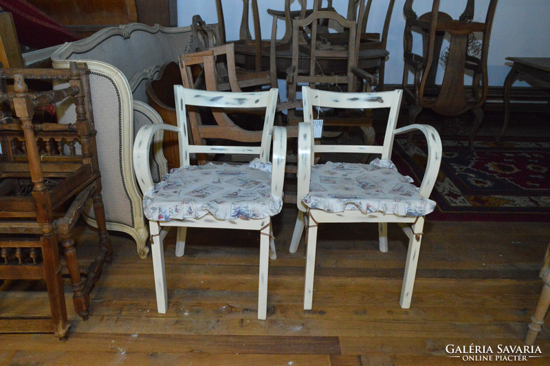Antik Art-Deco fehér karfás szék 2db (restaurált)