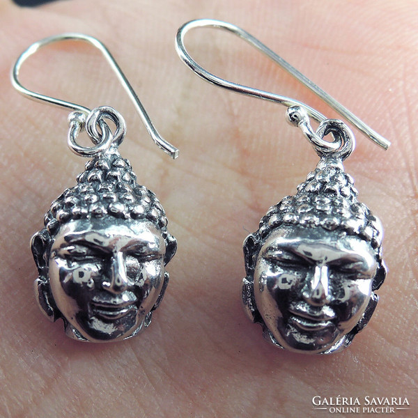 Small buddha handmade silver earrings