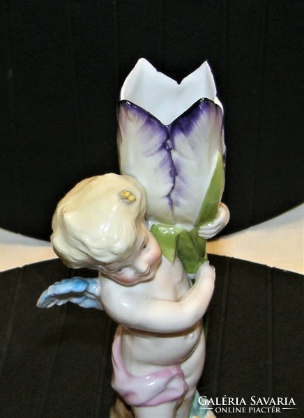 Antik Angyalkás Figurális Váza - Német Conta & Boehme porcelán