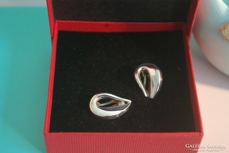 Georg jensen silver clip, earrings, henning koppel leading jewelry designer from the 1950s.