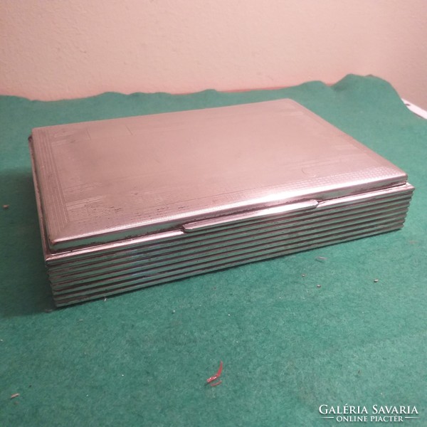 Old silver plated art deco card box