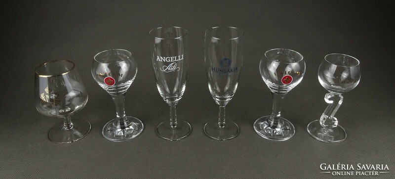 1K158 old mixed stemmed glass set of 6 pieces