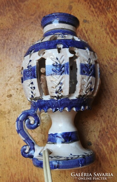 Kézzel festett régi tunéziai jelzett kerámia hangulatlámpa - asztali lámpa