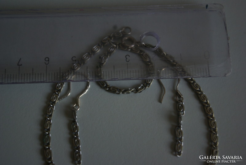 Silver jewelry set, bracelet, earrings, ring