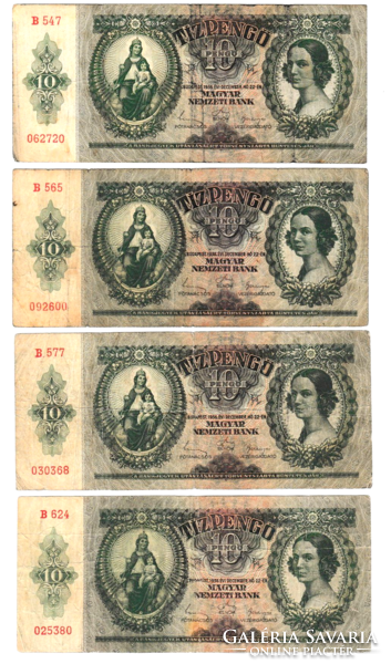 10 Pengő banknote - 1936 - lot of 4 pieces