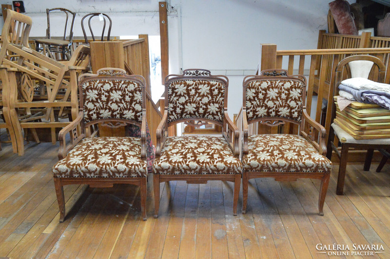 3 antique Art Nouveau armchairs
