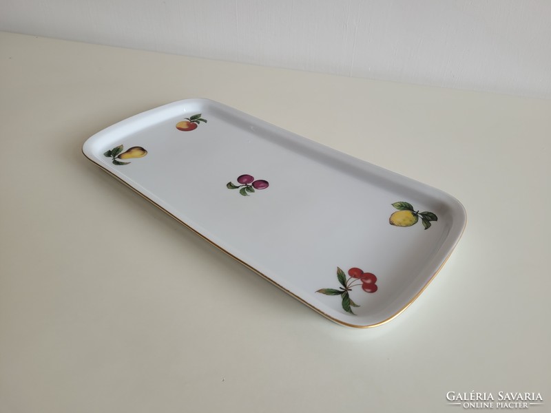 Retro old fruit pattern lowland porcelain tray serving bowl 36 cm 60s mid century