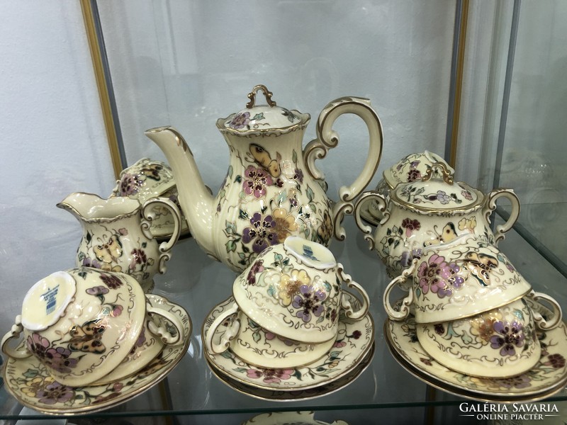 Zsolnay richly painted coffee set