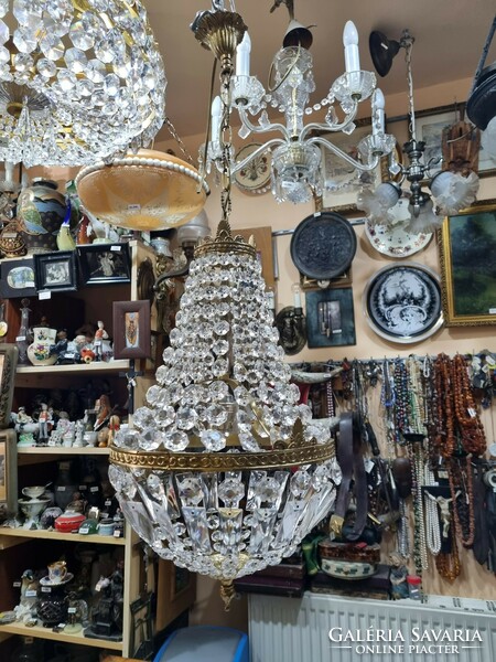 Renovated crystal basket chandelier