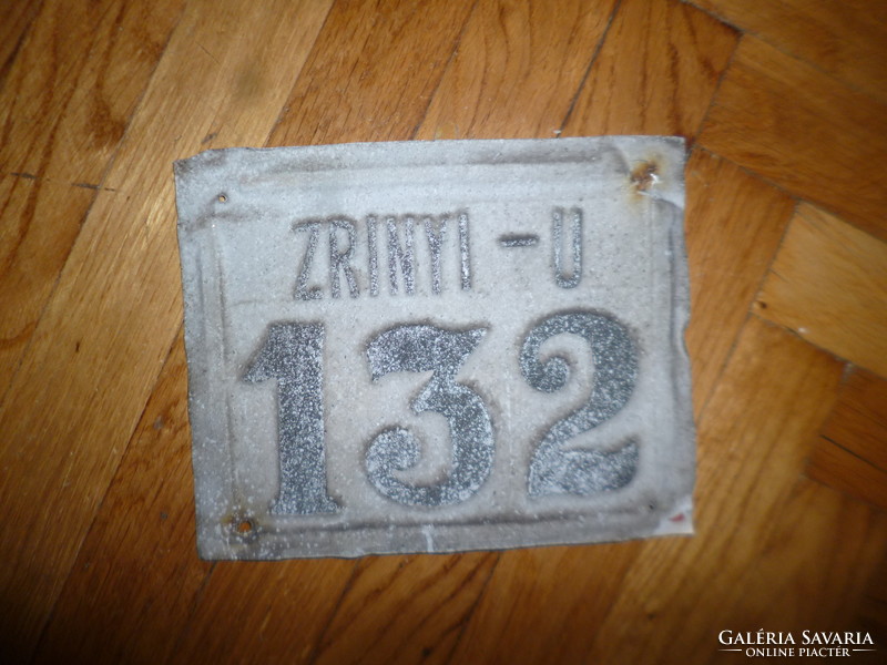 Antique aluminum street sign Zrinyi utca 132