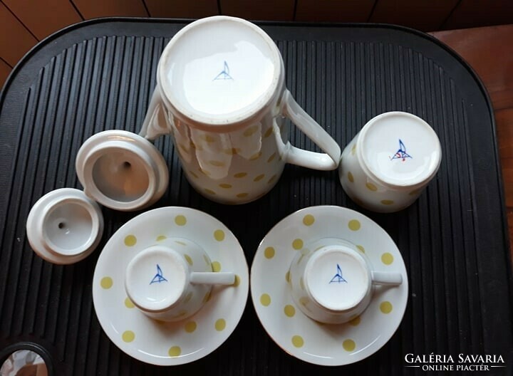Alföldi porcelain: retro, coffee/mocha set with yellow dots