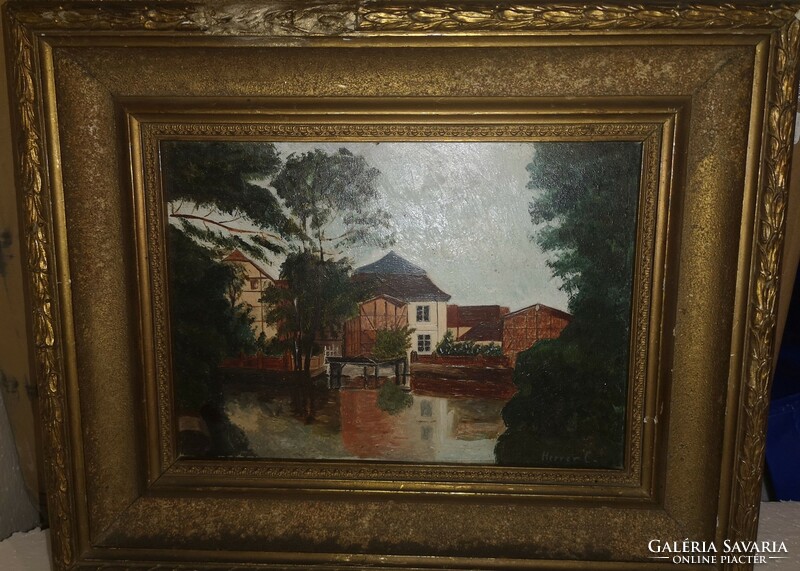 Antique painting, Hungarian painter
