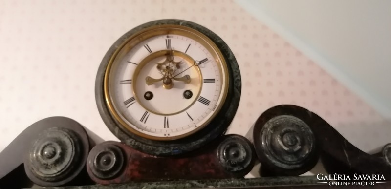 French marble brocade mantel clock