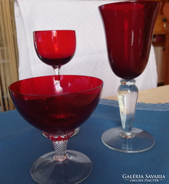 3 glass glasses, goblet,