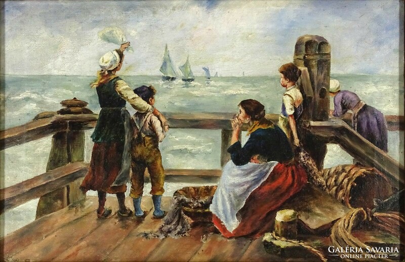 1K318 xx. 19th century Flemish artist: in a port