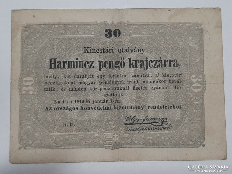30 Harmincz pengő for krajczár 1849