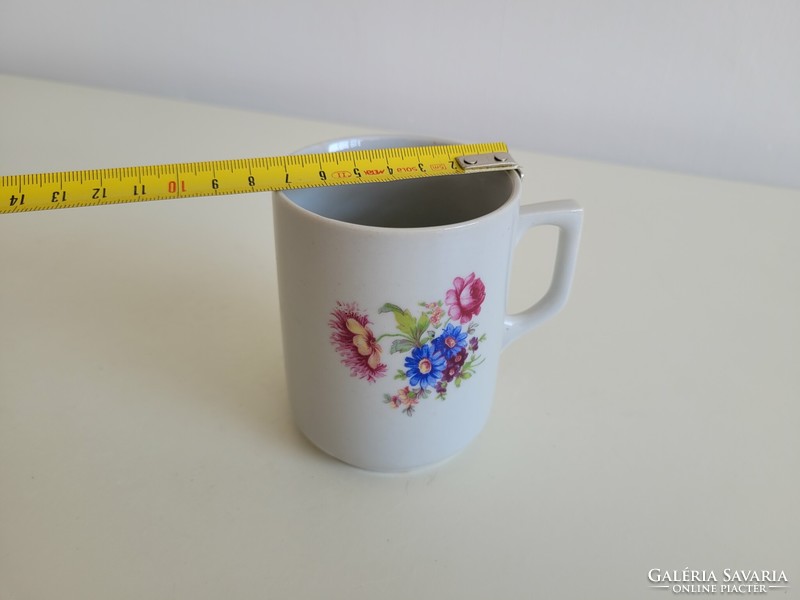 Régi Zsolnay porcelán bögre virágos teás csésze pajzspecsétes