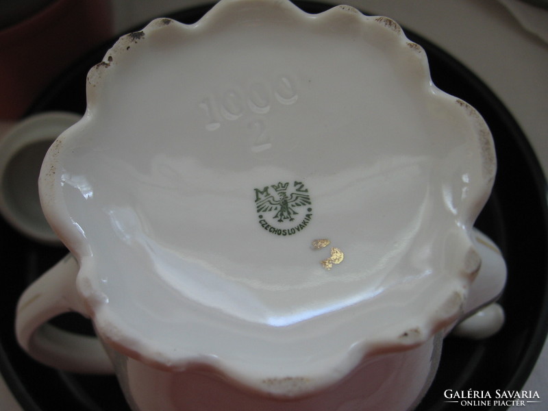 Antique mz Czech porcelain jug gold-white