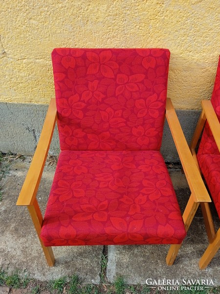 Pair of armchairs + table retro design mid-century