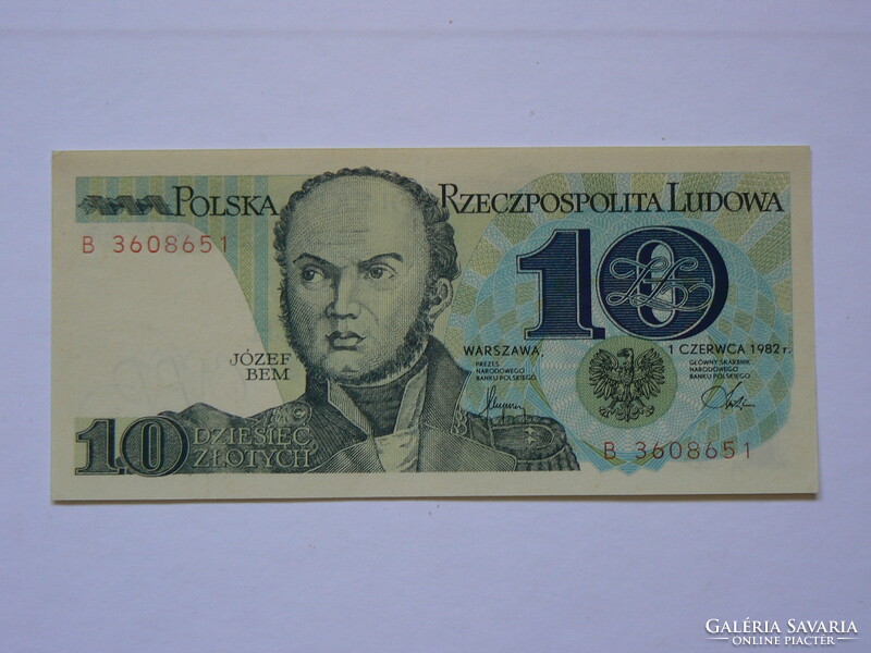 Bem apó 10 zlotys 1982. Aunc. Banknote, b. Series