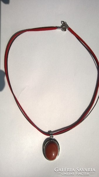 Jasper set pendant-pendant on a leather chain - semi-precious stone, mineral jewelry