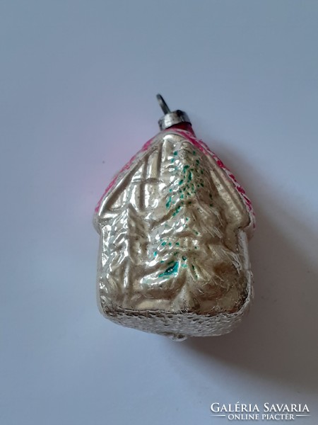 Old glass Christmas tree ornament silver cottage glass ornament