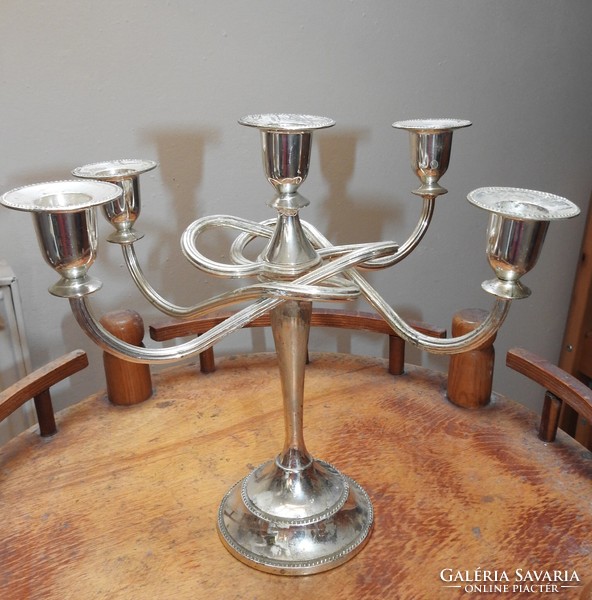 Silver-plated modern tendril 5-branch candle holder